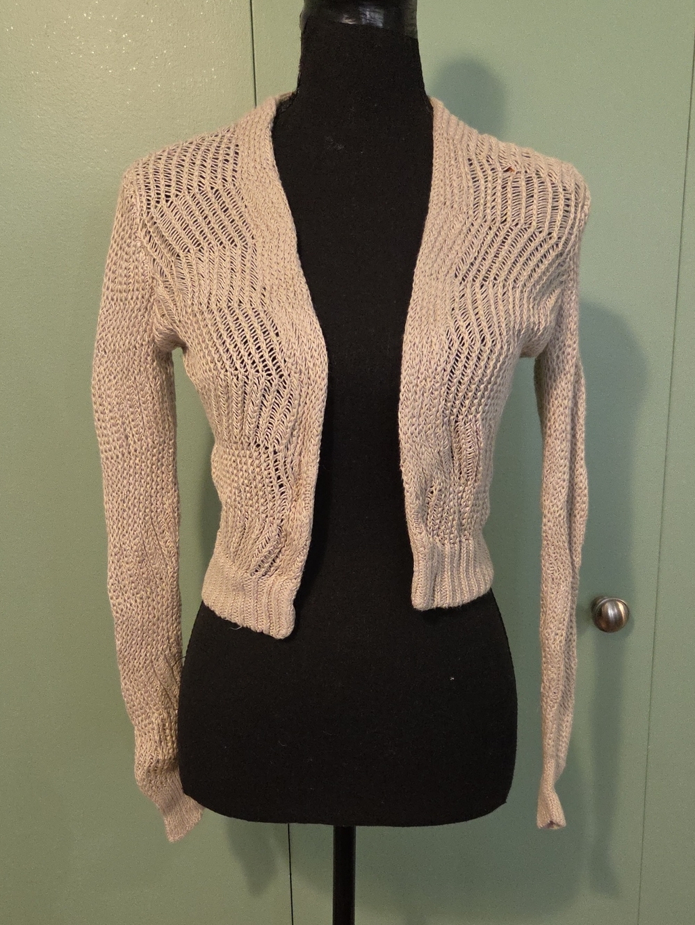 Banana Republic 100% Linen Beige Open Knit Cardigan Sweater Size Xs